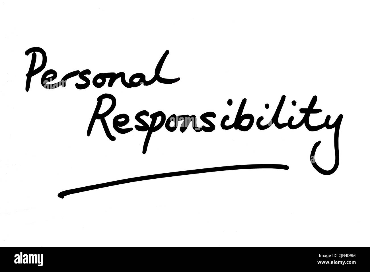 Responsabilité personnelle, manuscrite sur fond blanc. Banque D'Images