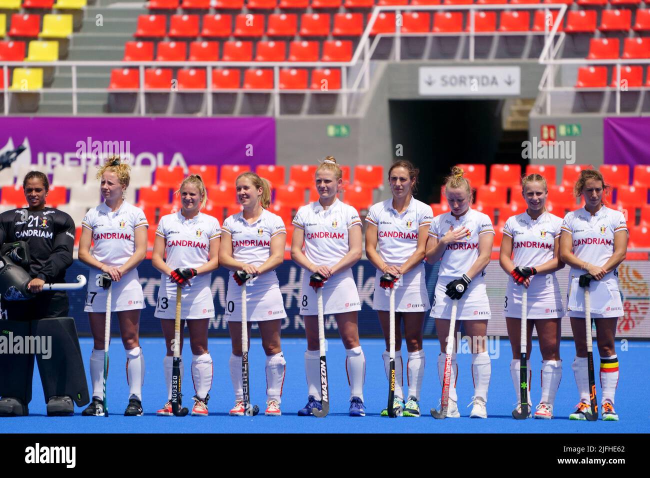 Terrassa, Espagne. 3rd juillet 2022. Les Red Panthers photographiés avant un match de hockey entre Belge Red Panthers et l'Afrique du Sud, dimanche 03 juillet 2022 à Terrassa, Espagne, jeu 1/3 dans le pool D de l'étape de groupe de la coupe du monde FIH 2022. BELGA PHOTO JOMA GARCIA crédit: Belga News Agency/Alay Live News Banque D'Images