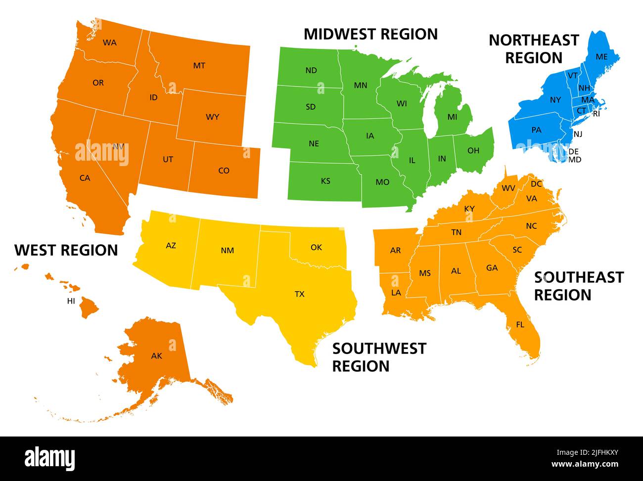Etats Unis R Gions G Ographiques Carte Politique Color E Cinq Etats Unis Regions Geographiques Carte Politique Coloree Cinq Regions Selon Leur Position Geographique Sur Le Continent 2jfhkxy