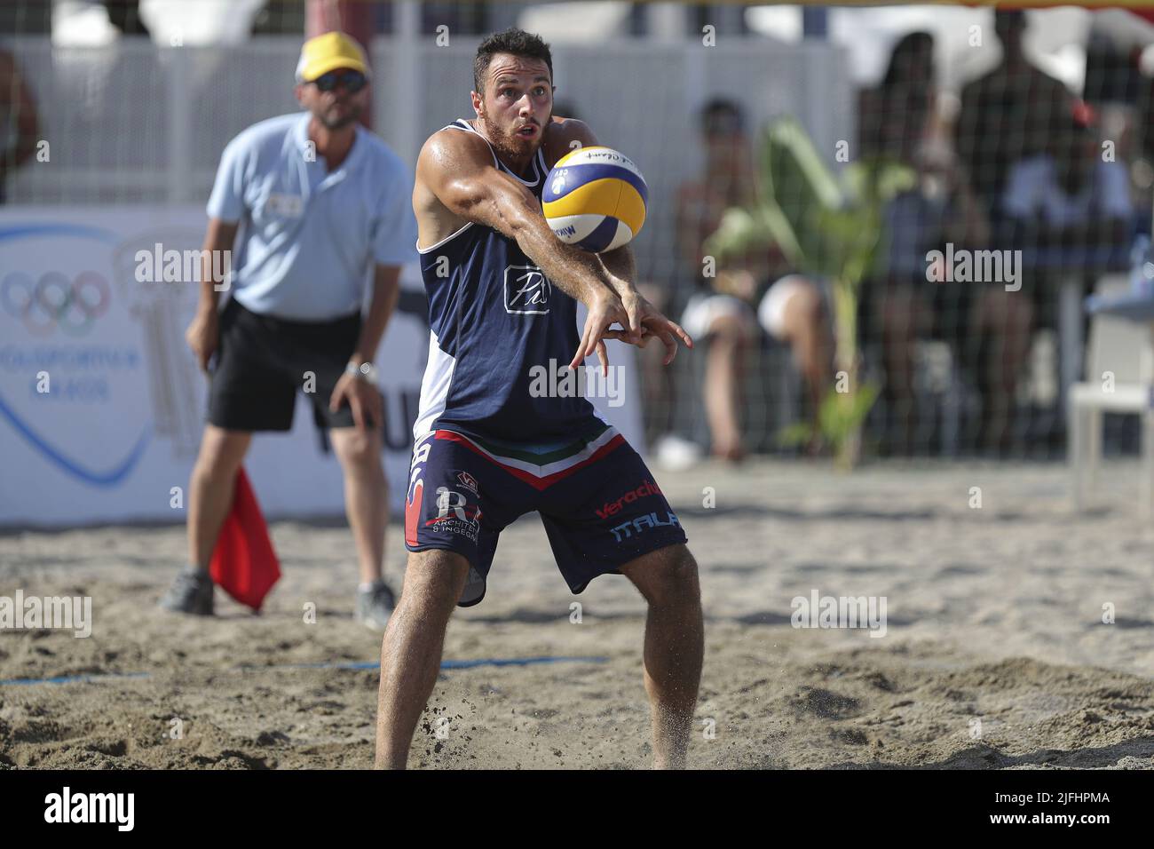 Volley-ball World Beach Pro Tour final hommes Benzi (Italie) en action pendant la plage volley-ball World Beach Pro Tour 2022 sur 03 juillet 2022 au Lido Naxos à Giardini Naxos, Italie (photo par Massimiliano Carnabuci/LiveMedia/Sipa USA) Banque D'Images