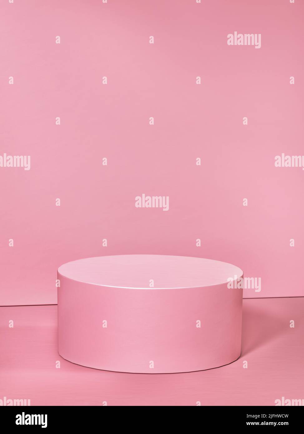 Podium cylindrique rose. 3d modèle graphique d'ordinateur de l'emplacement de présentation de vos produits. Modèle vide. Banque D'Images