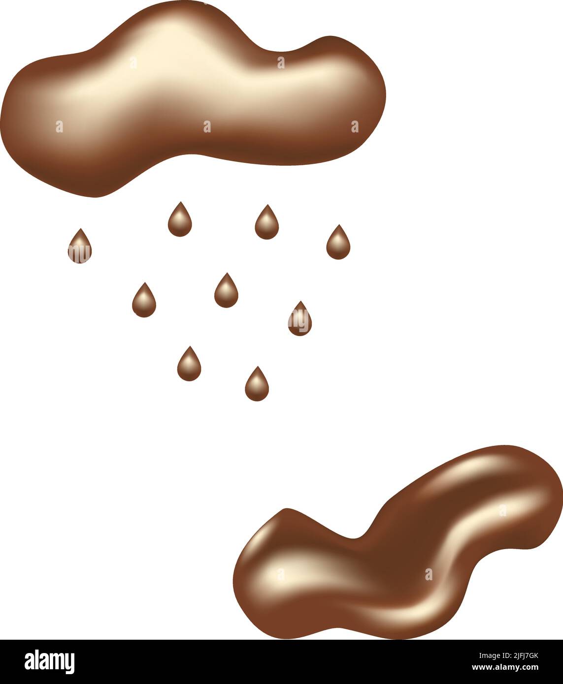 Un ensemble d'éléments graphiques abstraits et réalistes dans des teintes de chocolat tendance, tels que des nuages, des gouttes, des vagues, bas de porte. Illustration de Vector 3D. Autocollant. Style de vie Illustration de Vecteur