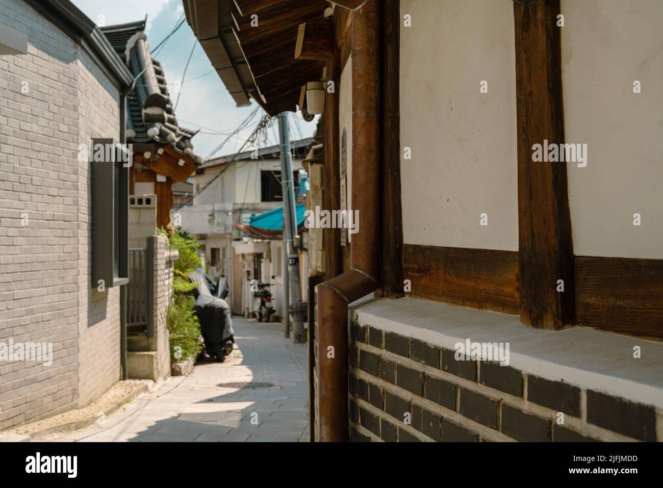 Bukchon Hanok Village Alley à Séoul, Corée Banque D'Images
