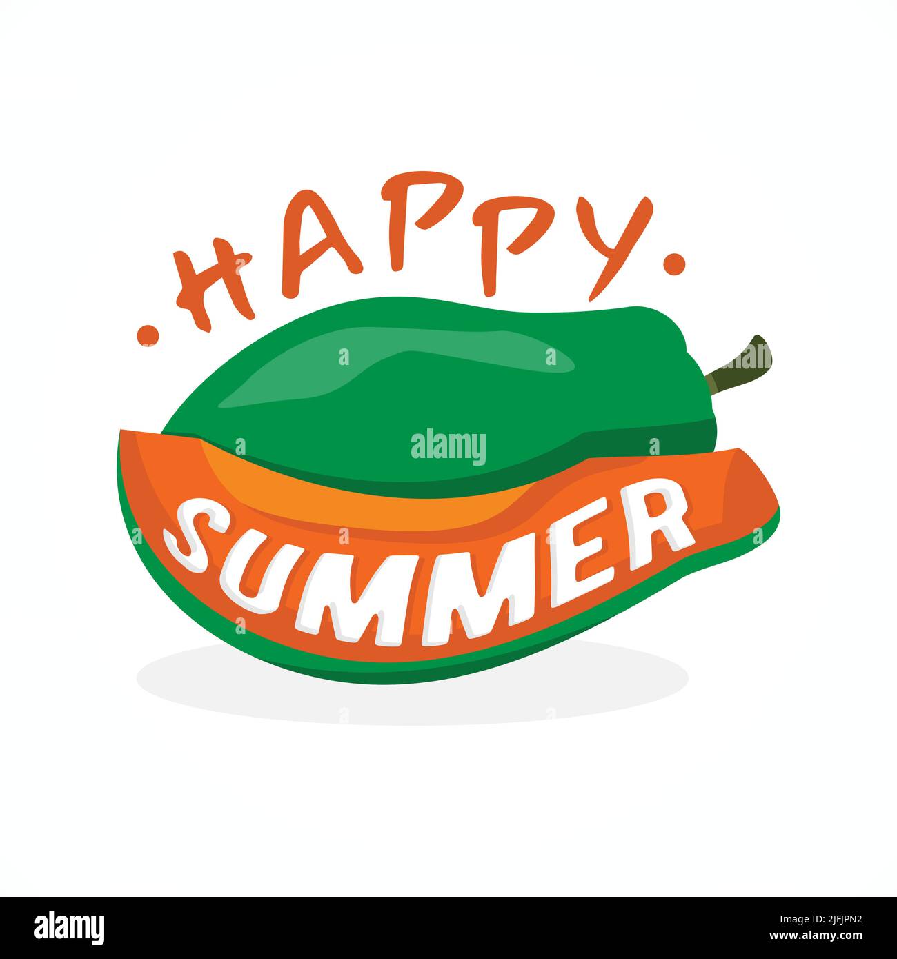 Modèle vectoriel d'été. Texte Happy Summer en fond de vecteur Papaya pour les messages de vœux de vacances de la saison tropicale. Illustration vectorielle EPS.8 Illustration de Vecteur