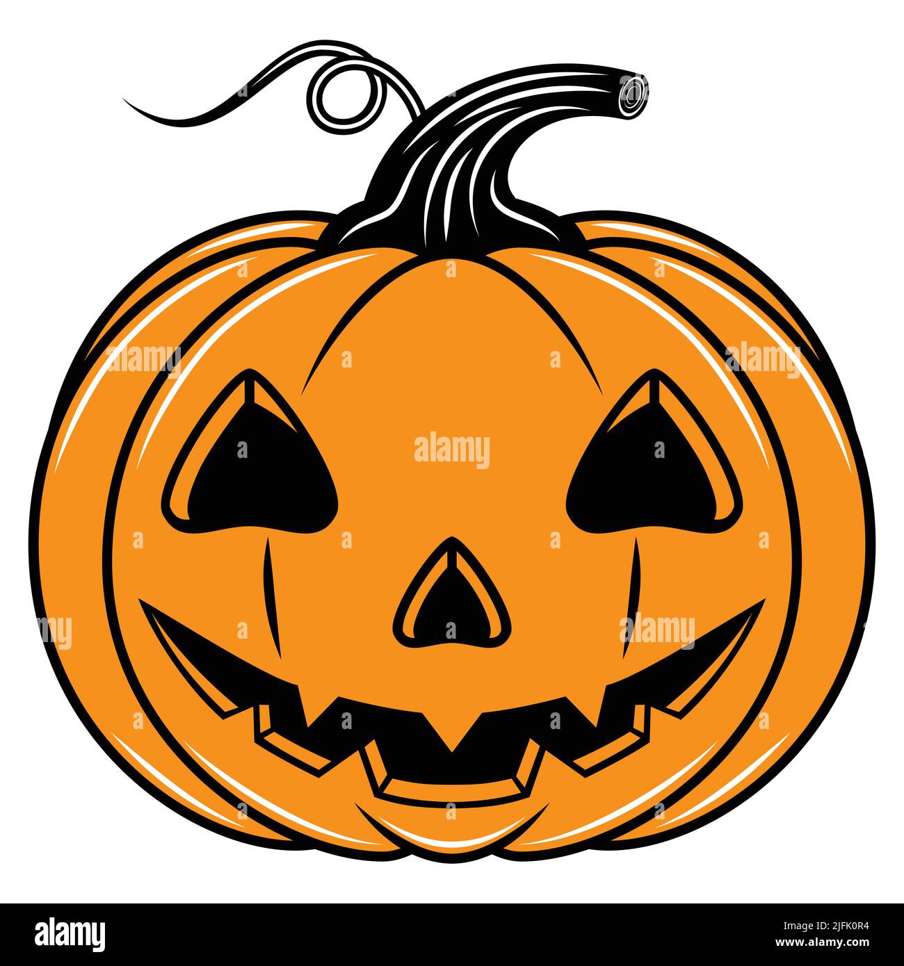 Icône citrouille Halloween. Symbole d'automne. Halloween citrouille effrayante avec sourire, silhouette de citrouille orange isolée sur fond blanc. Dessin coloré Illustration de Vecteur