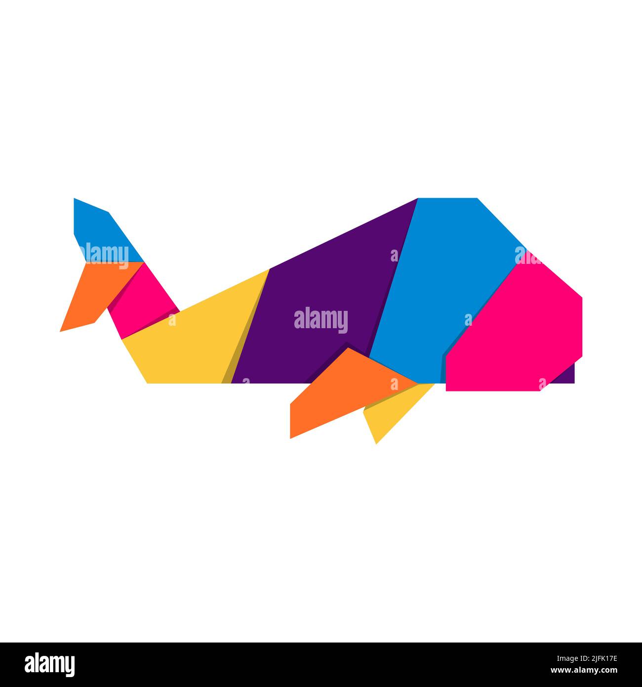 Origami de baleine.Motif abstrait coloré et coloré représentant un logo baleine.Origami animal.Illustration vectorielle Illustration de Vecteur