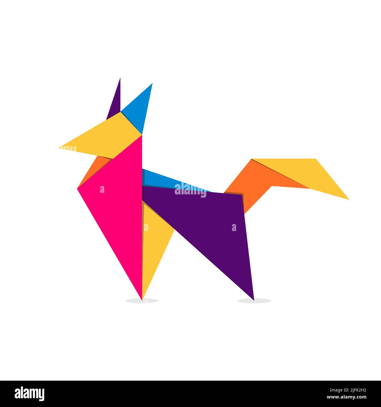 Origami renard.Logo abstrait coloré et éclatant.Origami animal.Illustration vectorielle Illustration de Vecteur