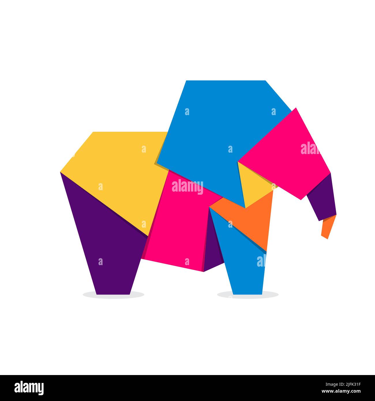 Origami éléphant.Motif abstrait coloré et coloré représentant un logo éléphant.Origami animal.Illustration vectorielle Illustration de Vecteur