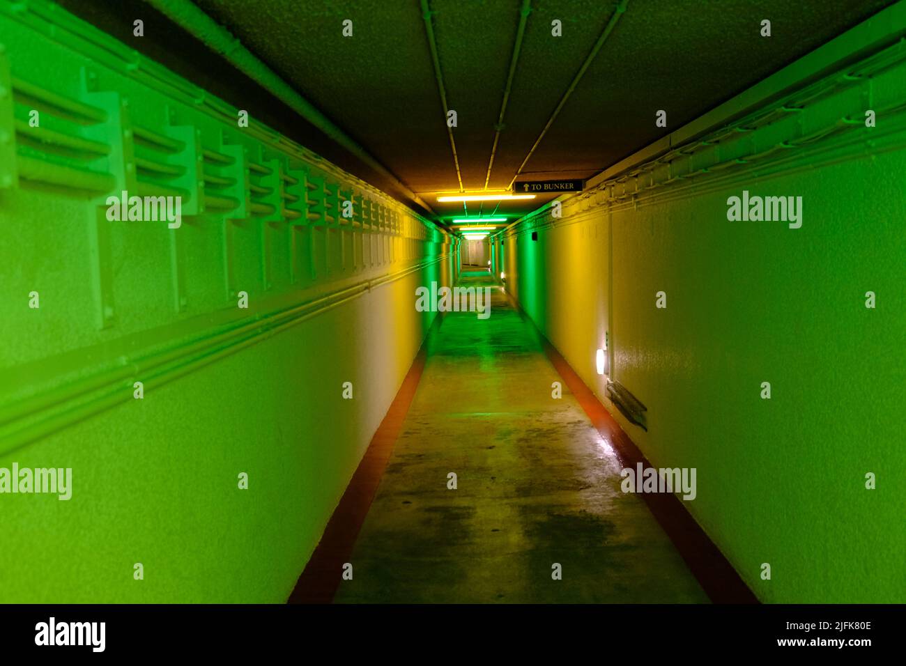 RAF Troywood, le couloir d'entrée, le bunker secret d'Écosse, Fife Banque D'Images