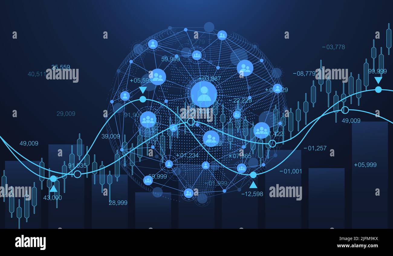 Graphique du monde des affaires ou graphique du marché boursier ou graphique du commerce de forex dans le concept graphique. Investissement financier ou tendance économique des entreprises chandelier Illustration de Vecteur