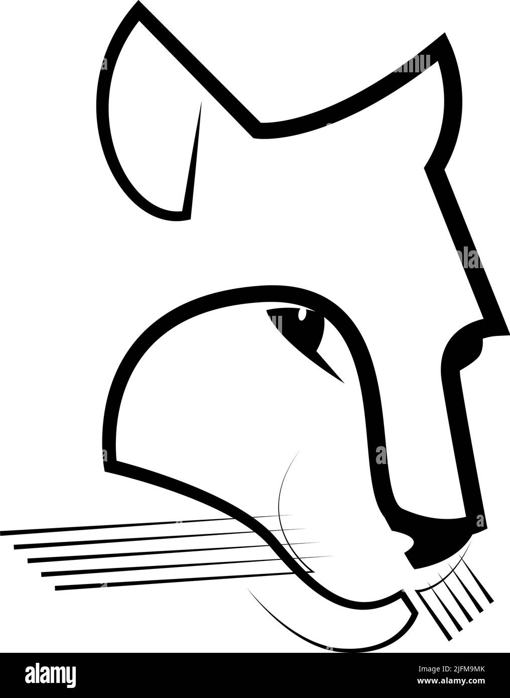 Ligne d'art noire et blanche de la tête de couguar. Jaguar pour l'identité du logo de l'entreprise ou le tatouage Illustration de Vecteur