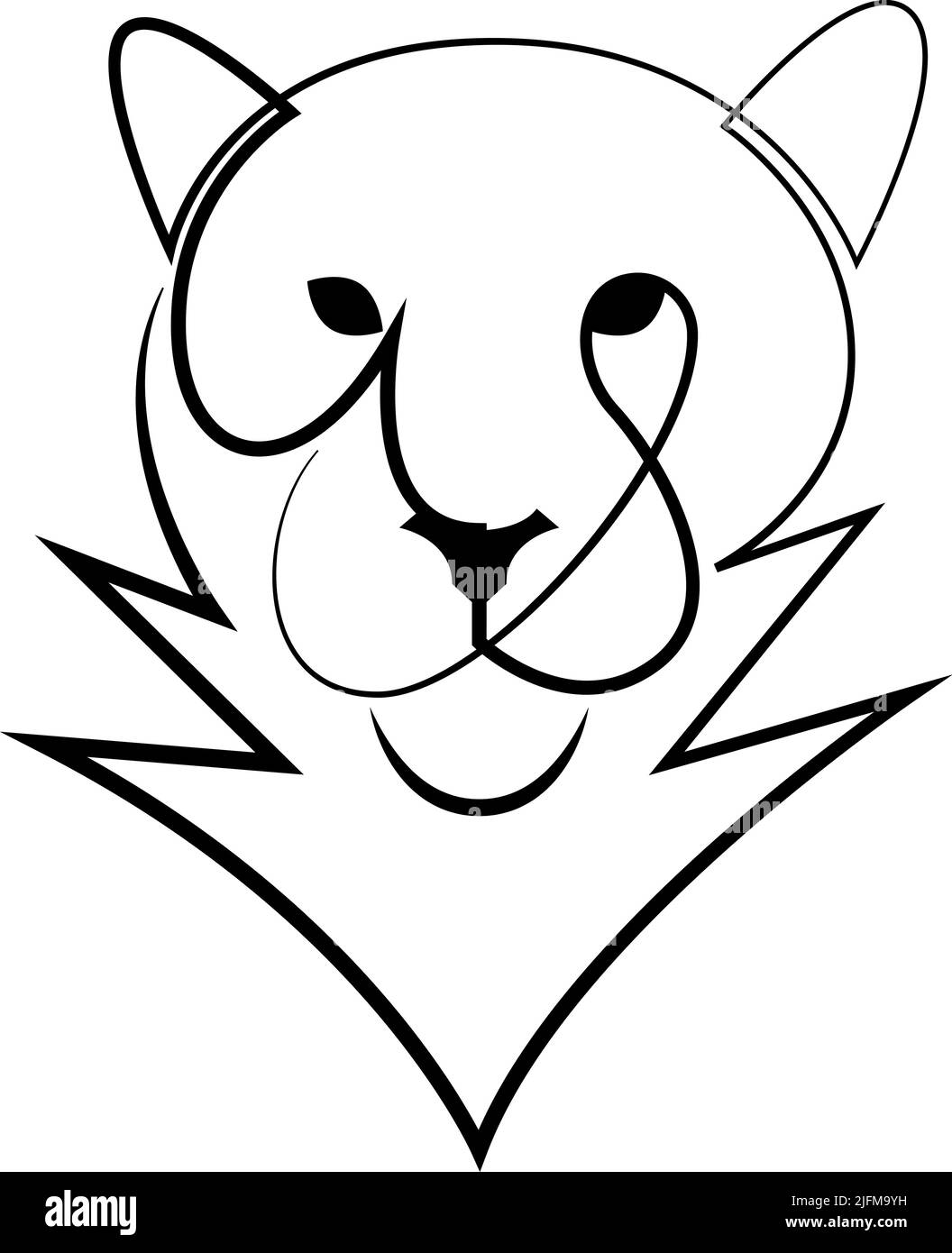 Un logo de tête de tigre à lignes continues. Illustration vectorielle Illustration de Vecteur