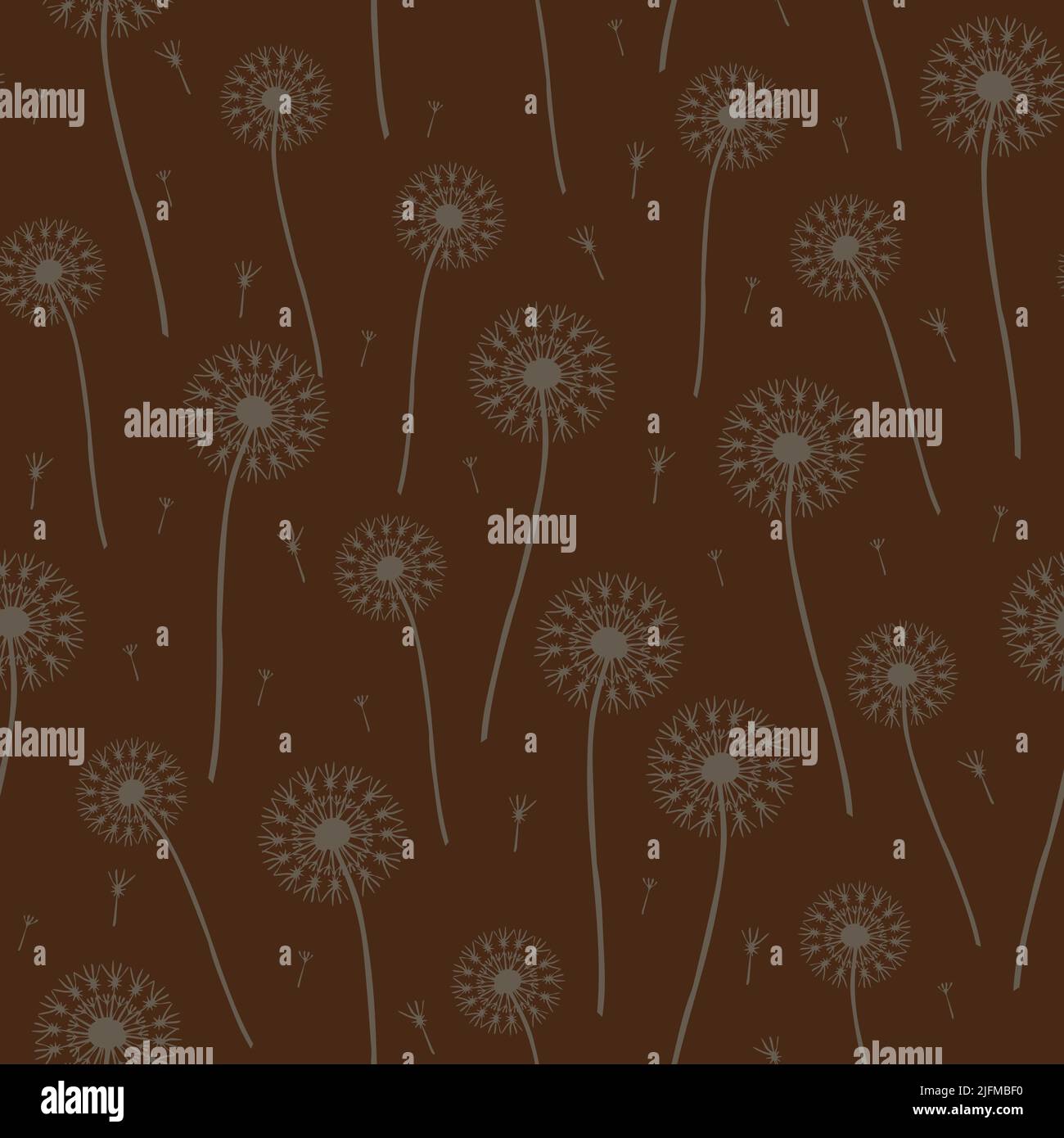 Motif vectoriel sans couture avec grains de pissenlits sur fond marron. Papier peint décoratif moderne. Textile de mode floral. Illustration de Vecteur