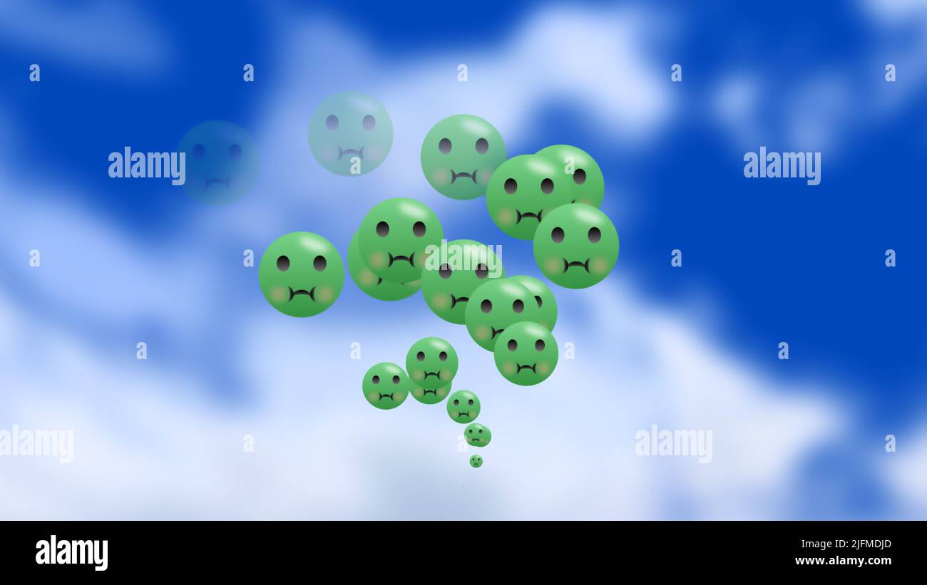 Envoyer vomir emoji sur les médias sociaux vidéo d'animation. Banque D'Images