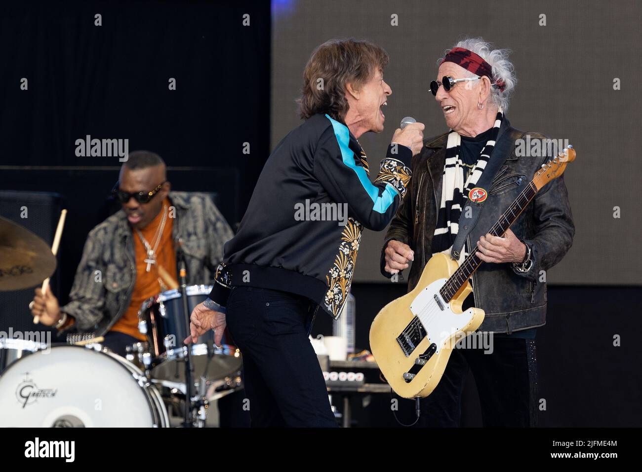 LONDRES, ROYAUME-UNI. 3 juillet 2022 : (G-D) Steve Jordan, Mick Jagger et Keith Richards des Rolling Stones se présentent à American Express BST Hyde Park à Londres, en Angleterre. Credit: S.A.M./Alay Live News Banque D'Images