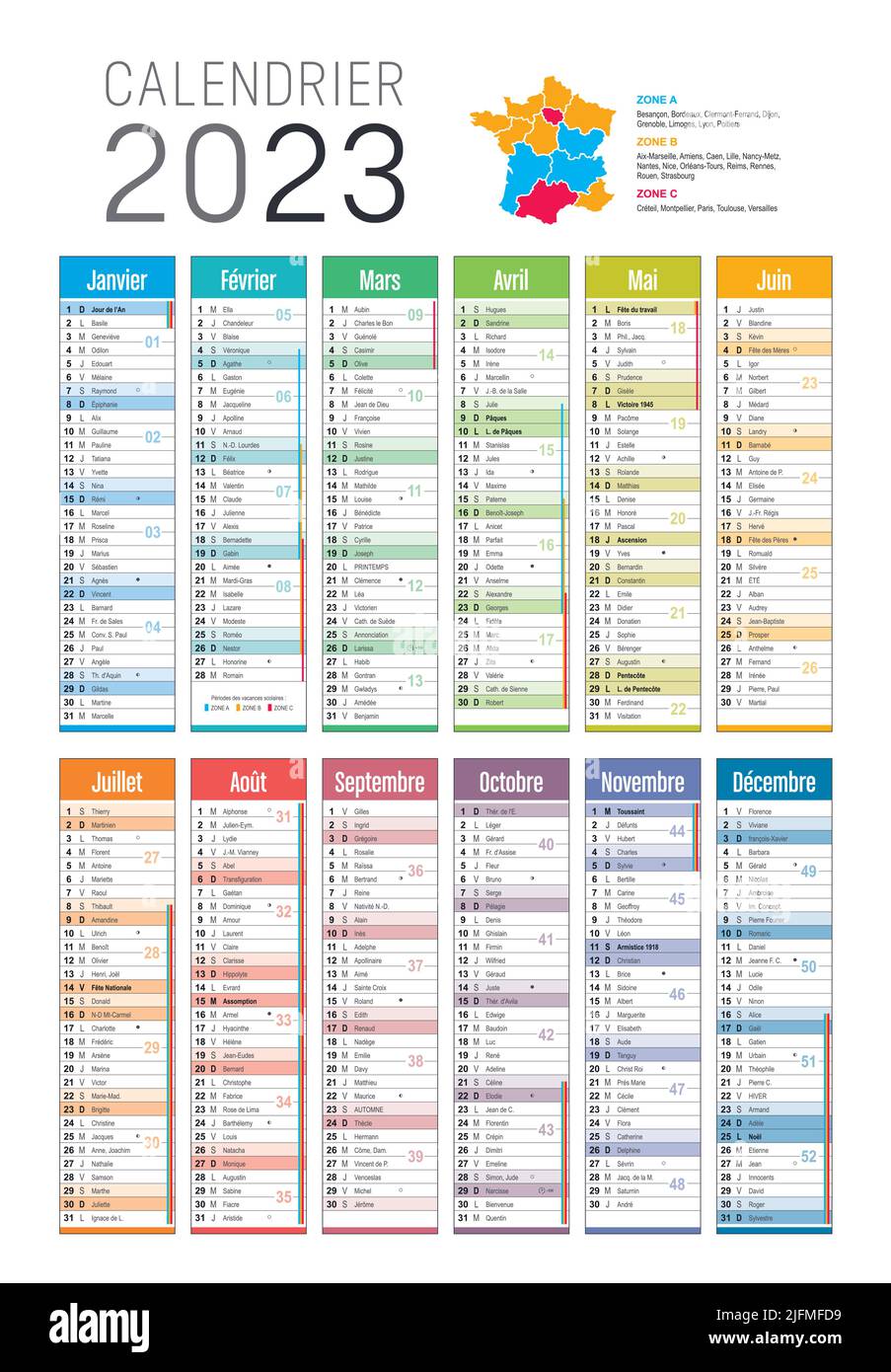 2023 calendrier français Banque d'images vectorielles - Alamy