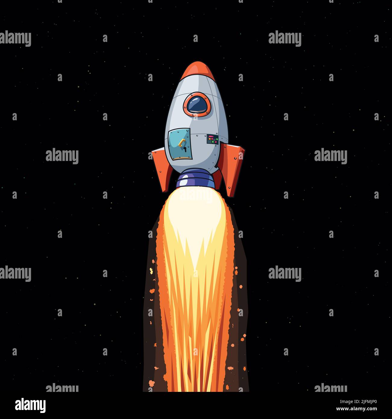 fusée spatiale avec moteur soufflant dans l'espace Illustration de Vecteur