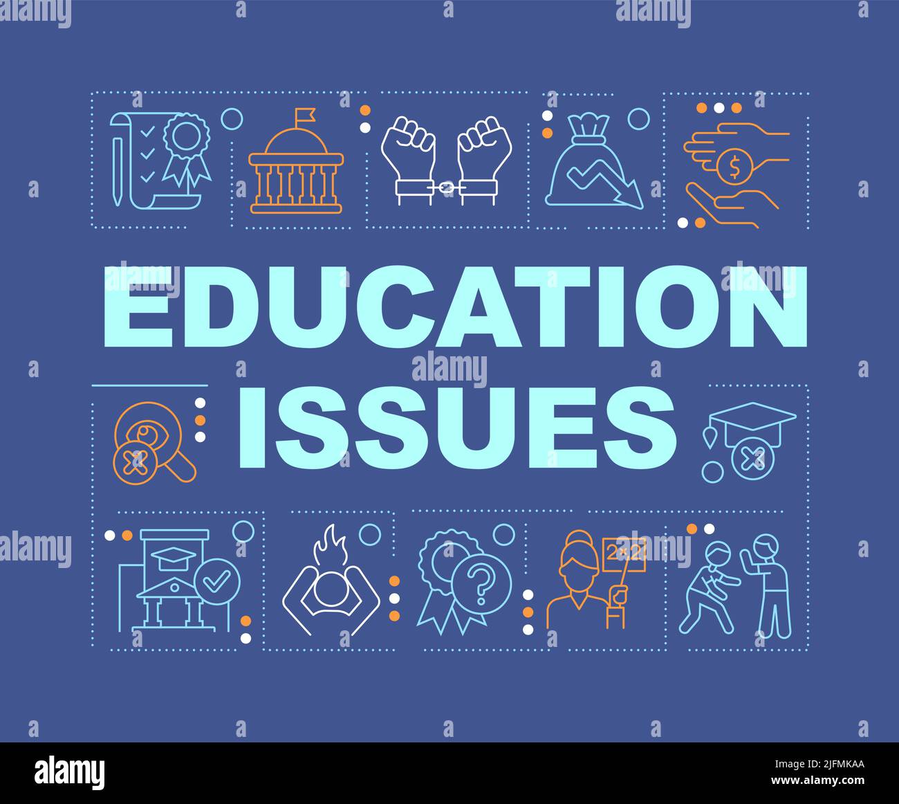 Education issues concepts de mot bannière violet foncé Illustration de Vecteur