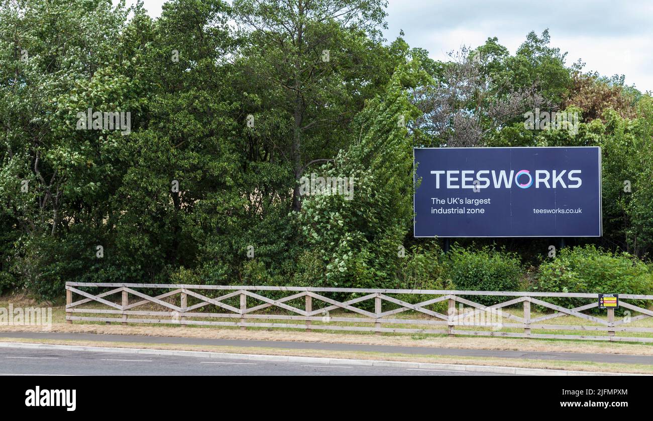 Le site Teesworks signe à Redcar, Angleterre, Royaume-Uni Banque D'Images