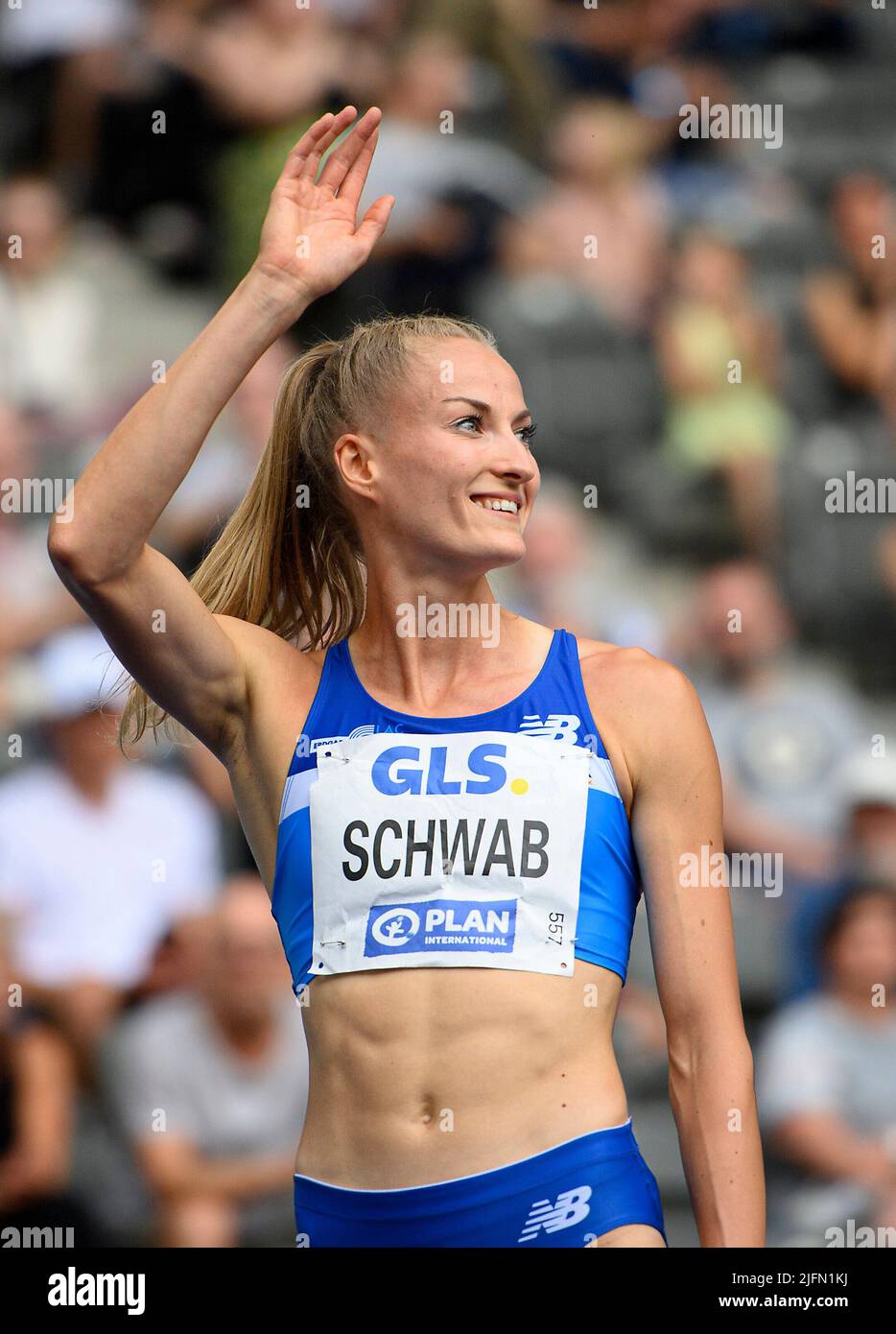 Corinna SCHWAB (lac Erdgas Chemnitz) Gesture, Gesture, Waves, femmes 400m demi-finales sur les Championnats d'athlétisme allemands 25 juin 2022 2022, de 25 juin. - 06/26/2022 à Berlin/Allemagne. ÃÂ Banque D'Images
