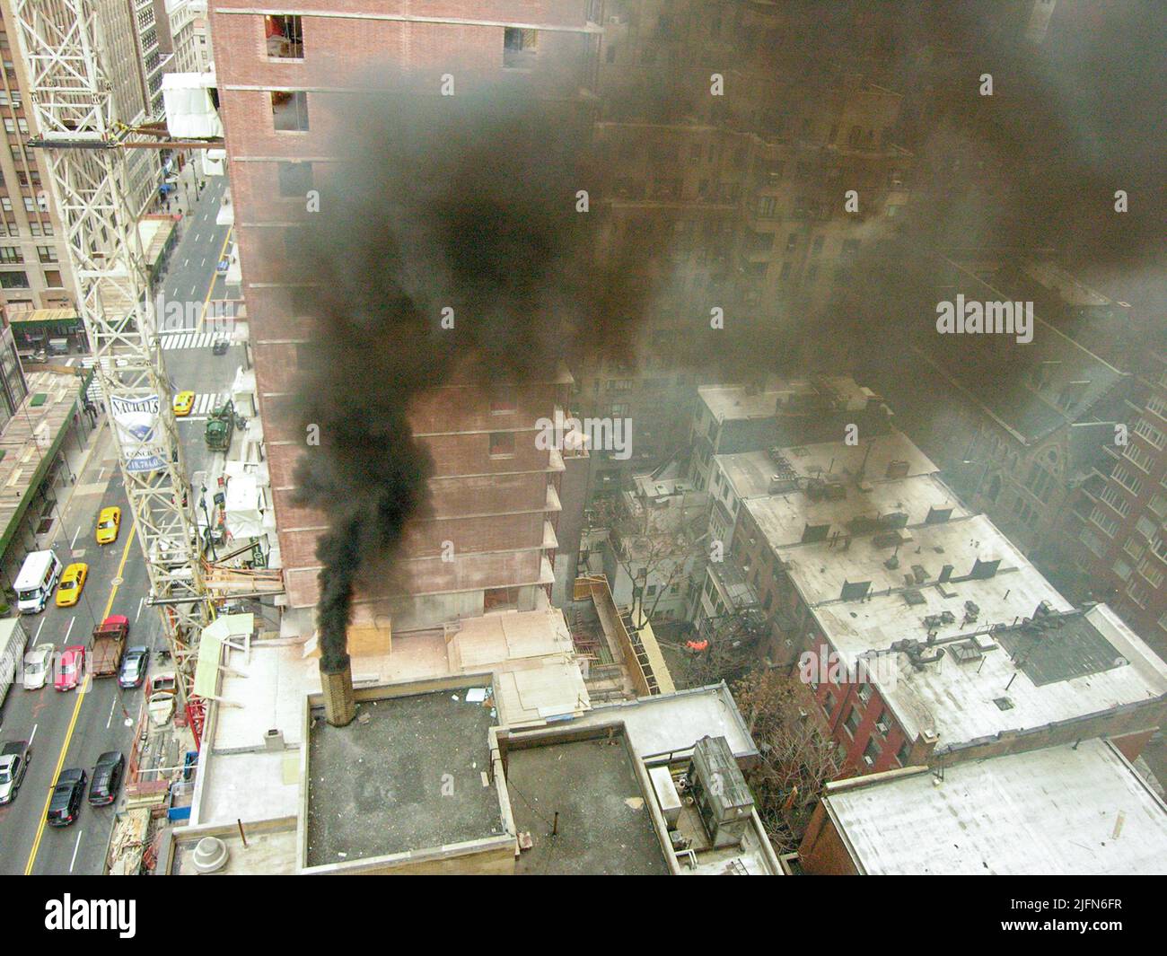 Fumée noire polluant l'air à New York, États-Unis 2008 Banque D'Images