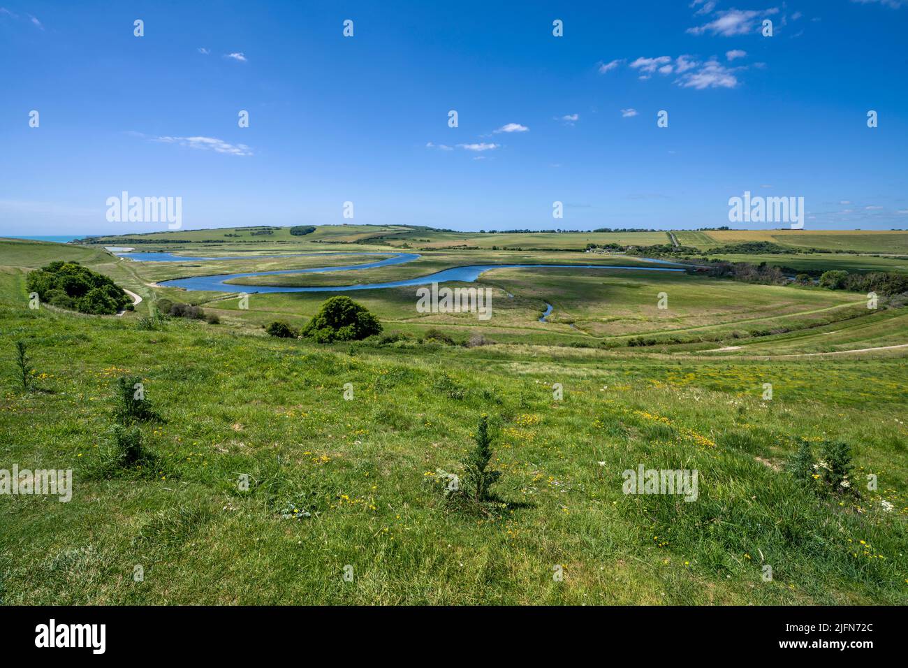 La rivière Cuckmere, Cuckmere Haven, East Sussex, England, UK Banque D'Images
