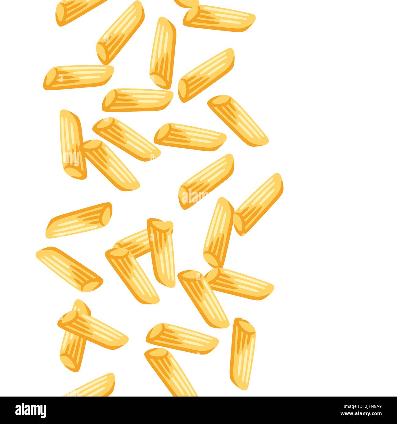 Motif sans couture avec penne de pâtes italiennes. Image culinaire pour le menu des cafés et des restaurants. Illustration de Vecteur