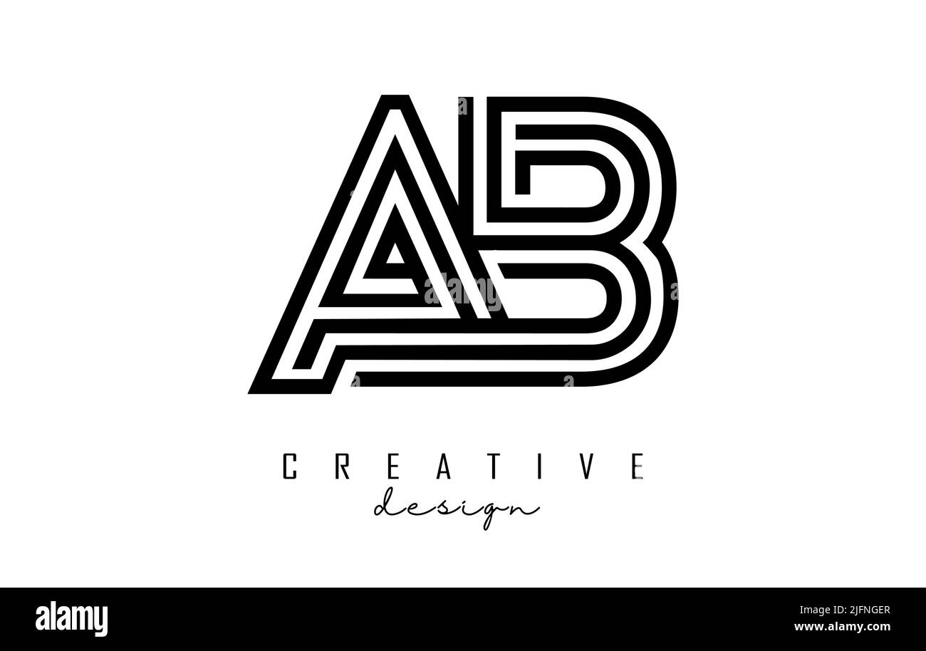 Outline AB a b lettre logo avec united Lines. Lettres A et B avec typographie géométrique et de lignes. Illustration vectorielle créative avec lettres. Illustration de Vecteur
