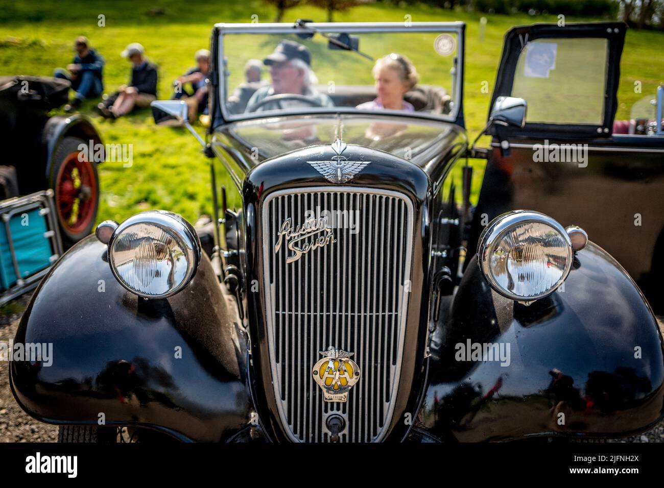 1936 Austin 7 voiture à toit ouvert en noir. Banque D'Images