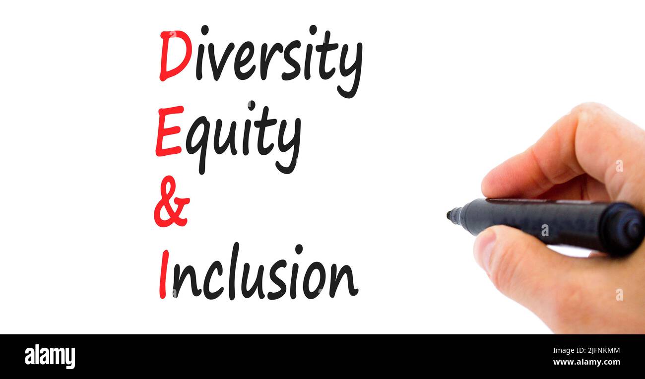 DEI, symbole d'équité et d'inclusion dans la diversité. Concept mots ...
