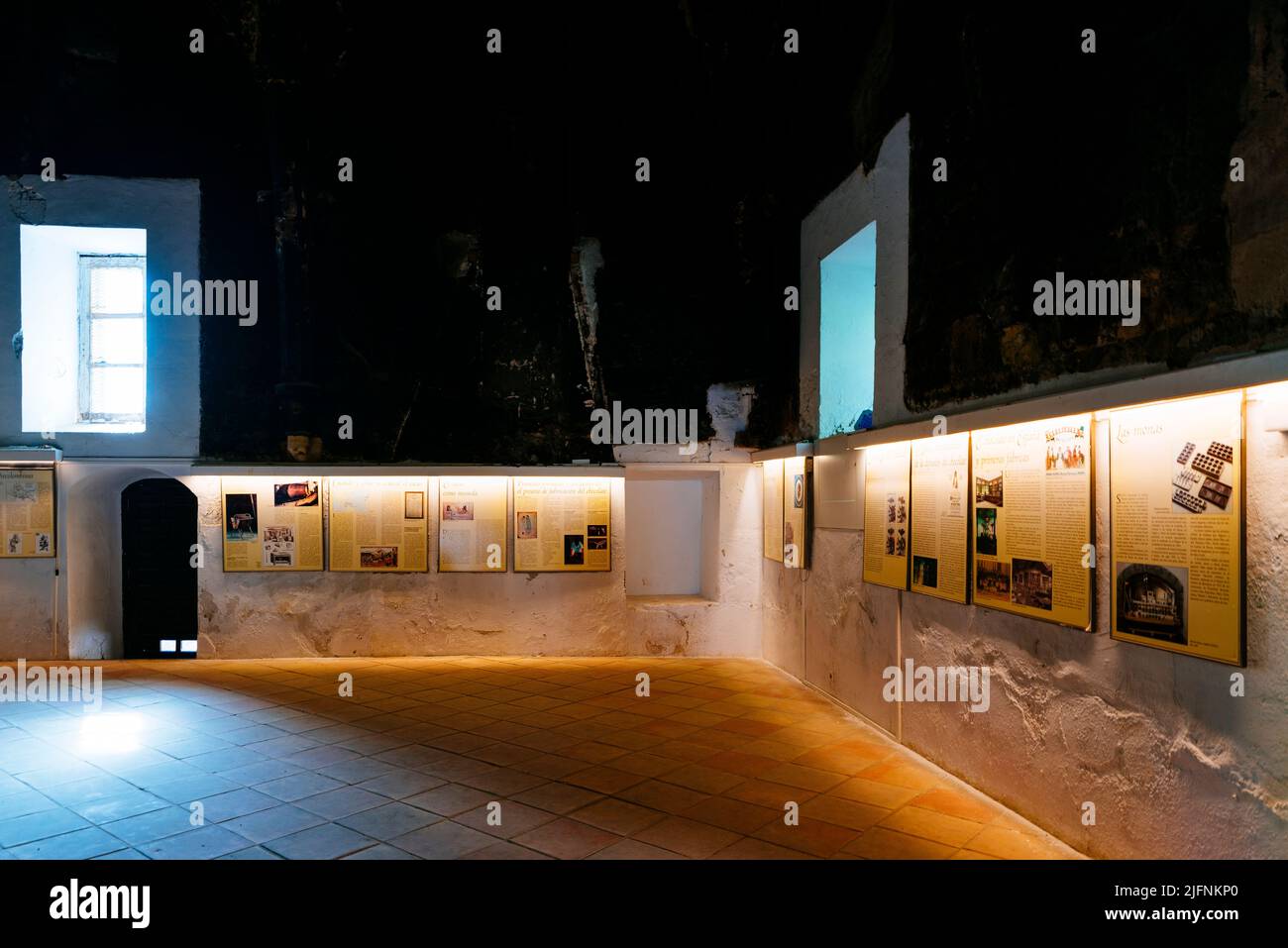 Salle d'exposition dédiée au chocolat, anciennes cuisines du monastère. Monasterio de Piedra, Nuévalos, Saragosse, Aragón, Espagne, Europe Banque D'Images