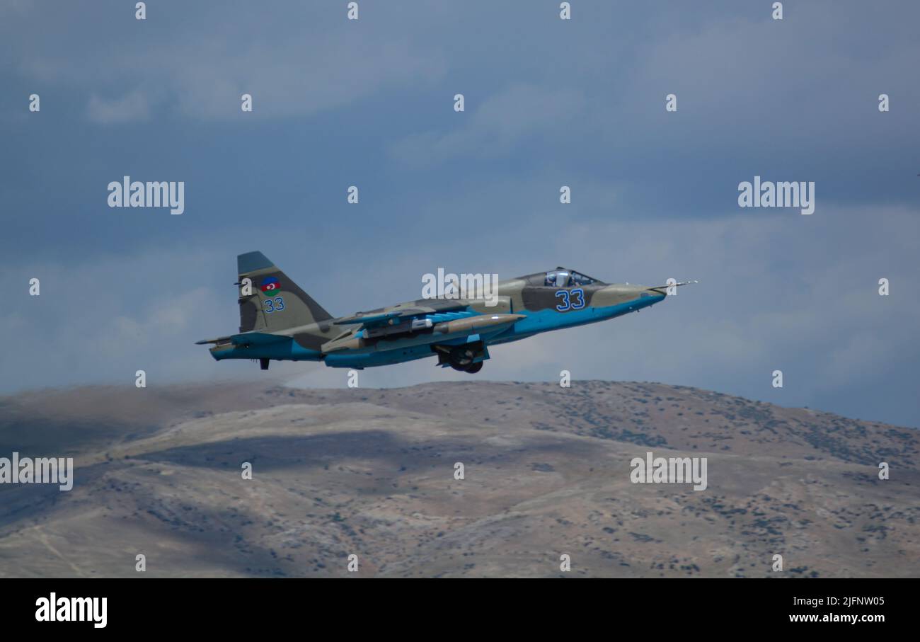 Les exercices Anatolian Eagle 2022 se poursuivent à Konya, Sukhoi SU-25s de la Force aérienne azerbaïdjanaise Konya Turkiye 30.06.22 Banque D'Images