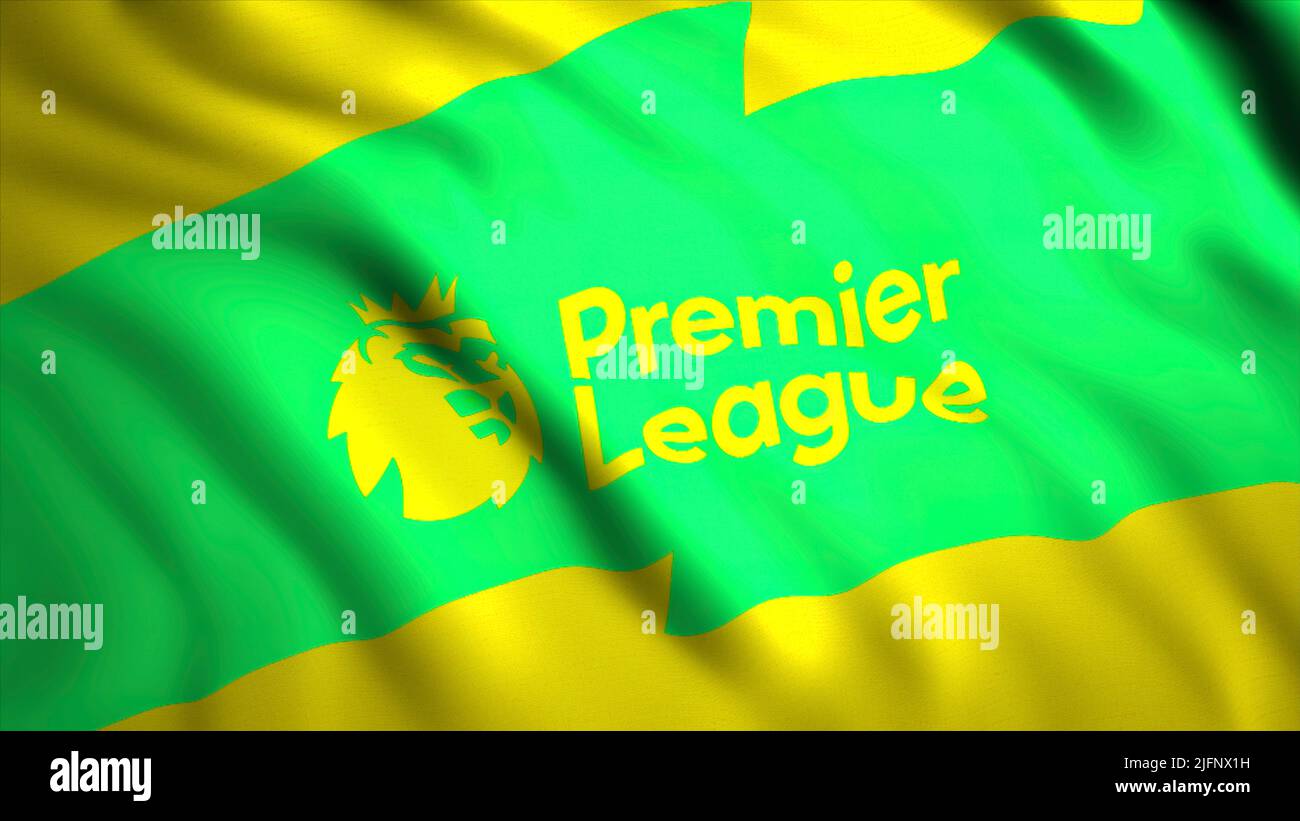 Drapeaux des clubs de football en Angleterre. Mouvement. Magnifiques