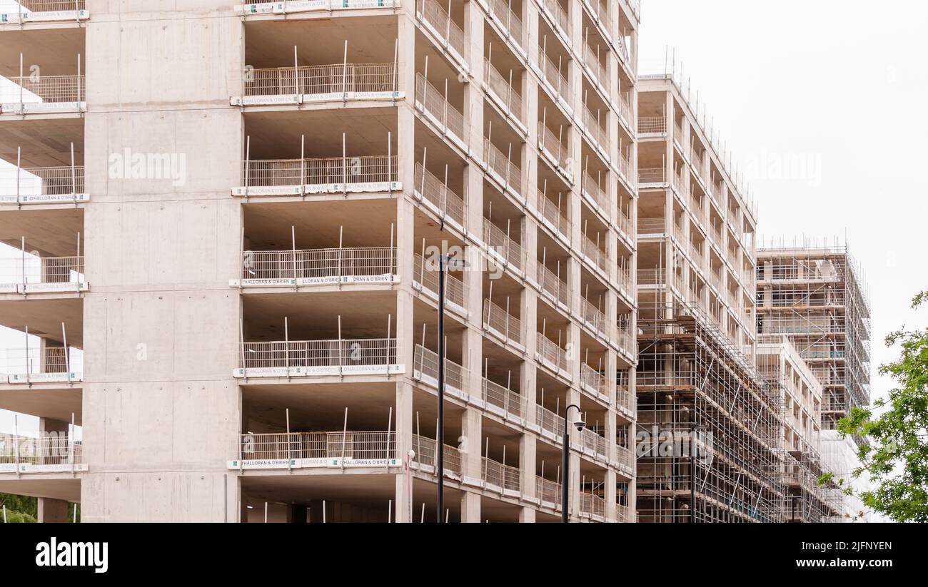 Riverscape luxueux nouveaux appartements au bord de la rivière à Silvertown Banque D'Images
