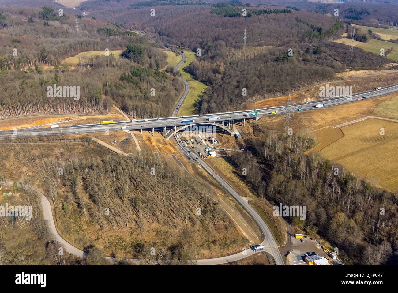 Pont de l'autoroute pont de la vallée Bechlingen de l'autoroute A45 Sauerlandlinie, chantier de remplacement, Aßlar, Sauerland, Hesse, Allemagne, m Banque D'Images