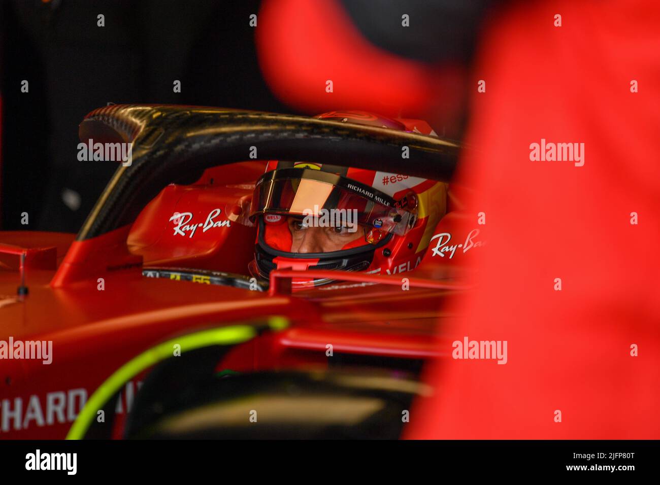 Silverstone, Royaume-Uni. 02nd juillet 2022. SILVERSTONE, Angleterre, 02. JUILLET 2022 ; #55, Carlos SAINZ Jr., ESP, Team Scuderia Ferrari, F1-75, moteur Ferrari 065, Formule 1, GRAND Prix BRITANNIQUE F1 sur le circuit Silverstone - Formel 1 Grosser Preis von England, 02. JUILLET 2022 - image, photo et Copyright © Anthony STANLEY/ATP images (STANLEY Anthony/ATP/SPP) crédit: SPP Sport Press photo. /Alamy Live News Banque D'Images