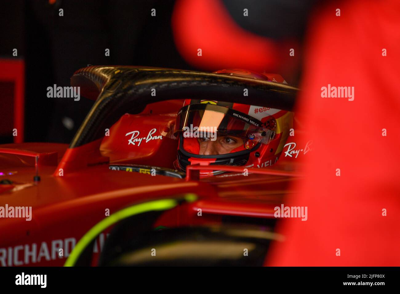 Silverstone, Royaume-Uni. 02nd juillet 2022. SILVERSTONE, Angleterre, 02. JUILLET 2022 ; #55, Carlos SAINZ Jr., ESP, Team Scuderia Ferrari, F1-75, moteur Ferrari 065, Formule 1, GRAND Prix BRITANNIQUE F1 sur le circuit Silverstone - Formel 1 Grosser Preis von England, 02. JUILLET 2022 - image, photo et Copyright © Anthony STANLEY/ATP images (STANLEY Anthony/ATP/SPP) crédit: SPP Sport Press photo. /Alamy Live News Banque D'Images