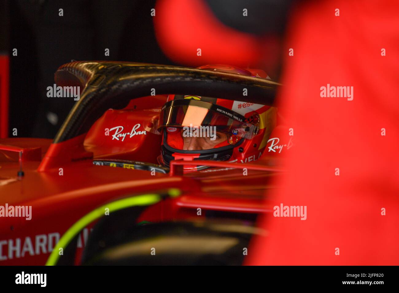 Silverstone, Royaume-Uni. 30th juin 2022. SILVERSTONE, Angleterre, 02. JUILLET 2022 ; #55, Carlos SAINZ Jr., ESP, Team Scuderia Ferrari, F1-75, moteur Ferrari 065, Formule 1, GRAND Prix BRITANNIQUE F1 sur le circuit Silverstone - Formel 1 Grosser Preis von England, 02. JUILLET 2022 - image, photo et Copyright © Anthony STANLEY/ATP images (STANLEY Anthony/ATP/SPP) crédit: SPP Sport Press photo. /Alamy Live News Banque D'Images