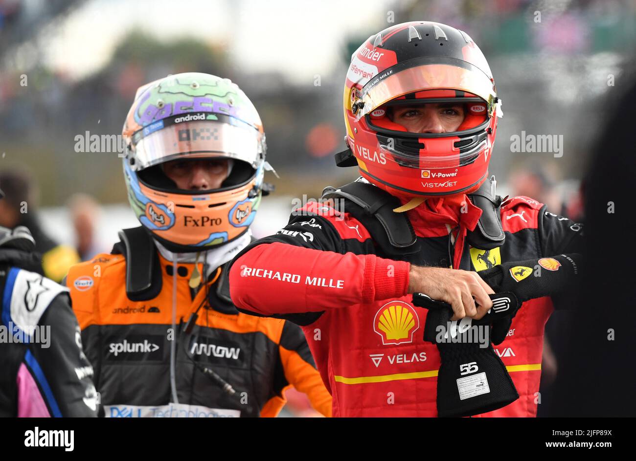 Silverstone, Royaume-Uni. 03rd juillet 2022. SILVERSTONE, Angleterre, 02. JUILLET 2022; Carlos SAINZ Jr. Vainqueur de la course après la course - Formule 1, GRAND Prix BRITANNIQUE F1 sur le circuit Silverstone - Formel 1 Grosser Preis von England, 02. JUILLET 2022 - image, photo et Copyright © Anthony STANLEY/ATP images (STANLEY Anthony/ATP/SPP) crédit: SPP Sport Press photo. /Alamy Live News Banque D'Images