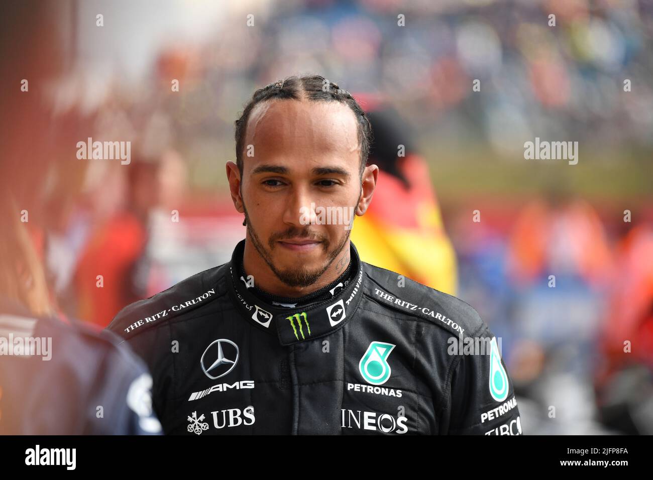 Silverstone, Royaume-Uni. 03rd juillet 2022. SILVERSTONE, Angleterre, 02. JUILLET 2022; #44, Lewis HAMILTON, GBR, Mercedes AMG F1 Team, Mercedes-AMG F1 W13 E Performance après la course, Silverstone course - Formel 1 Grosser Preis von England, 02. JUILLET 2022 - image, photo et Copyright © Anthony STANLEY/ATP images (STANLEY Anthony/ATP/SPP) crédit: SPP Sport Press photo. /Alamy Live News Banque D'Images