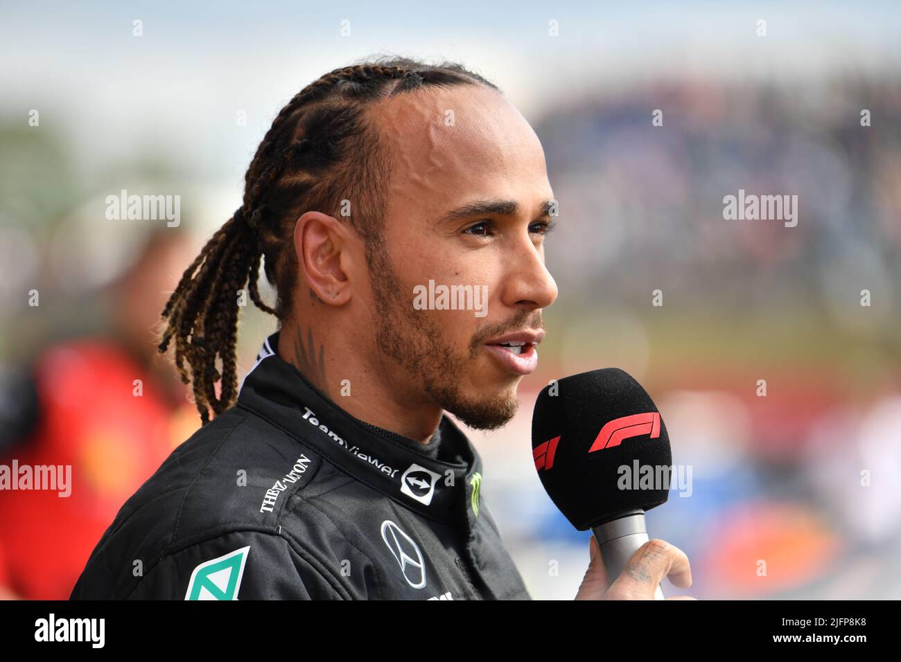 Silverstone, Royaume-Uni. 03rd juillet 2022. SILVERSTONE, Angleterre, 02. JUILLET 2022; #44, Lewis HAMILTON, GBR, Mercedes AMG F1 Team, Mercedes-AMG F1 W13 E Performance après la course, Silverstone course - Formel 1 Grosser Preis von England, 02. JUILLET 2022 - image, photo et Copyright © Anthony STANLEY/ATP images (STANLEY Anthony/ATP/SPP) crédit: SPP Sport Press photo. /Alamy Live News Banque D'Images