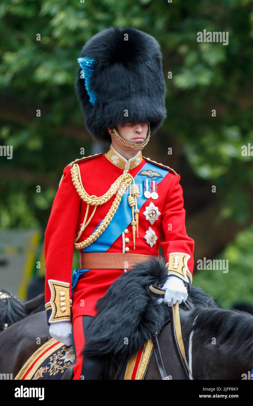 Son Altesse Royale le duc de Cambridge à Trooping the Color, Colonel’s Review à The Mall, Londres, Angleterre, Royaume-Uni Banque D'Images