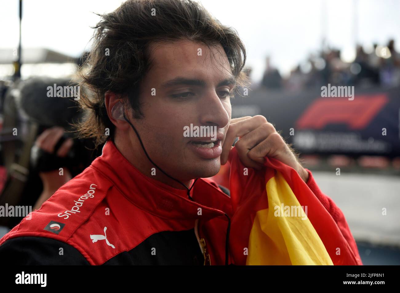 Silverstone, Royaume-Uni. 03rd juillet 2022. SILVERSTONE, Angleterre, 03. JUILLET 2022 ; vainqueur de la course n°55, Carlos SAINZ Jr., ESP, Team Scuderia Ferrari, Formula One, GRAND Prix BRITANNIQUE F1 sur le circuit Silverstone - Formel 1 Grosser Preis von England, 03. JUILLET 2022 - image, photo et Copyright © Anthony STANLEY/ATP images (STANLEY Anthony/ATP/SPP) crédit: SPP Sport Press photo. /Alamy Live News Banque D'Images