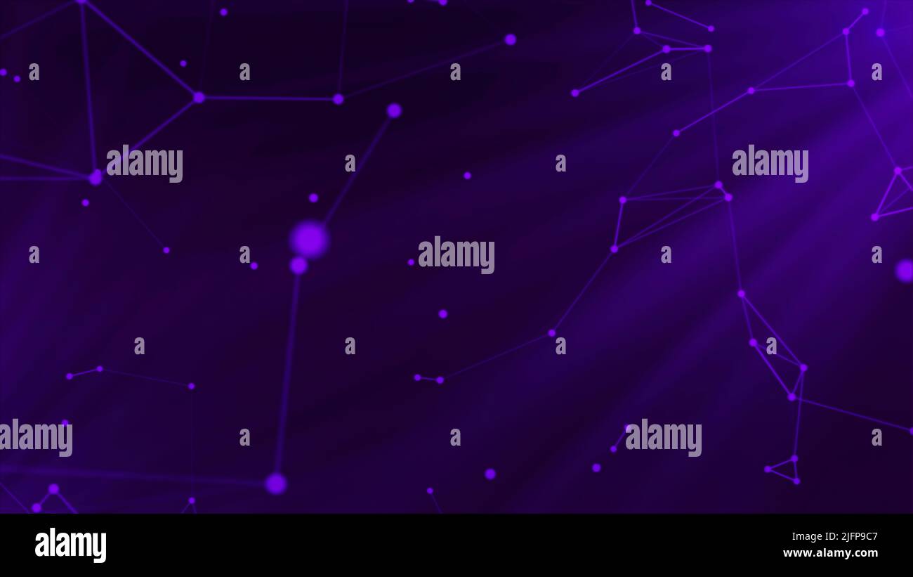 Fond violet délicat.mouvement.pas très clair, comme si les molécules blanches et les cellules volantes dans l'abstraction chaotiquement sur l'arrière-plan. Banque D'Images