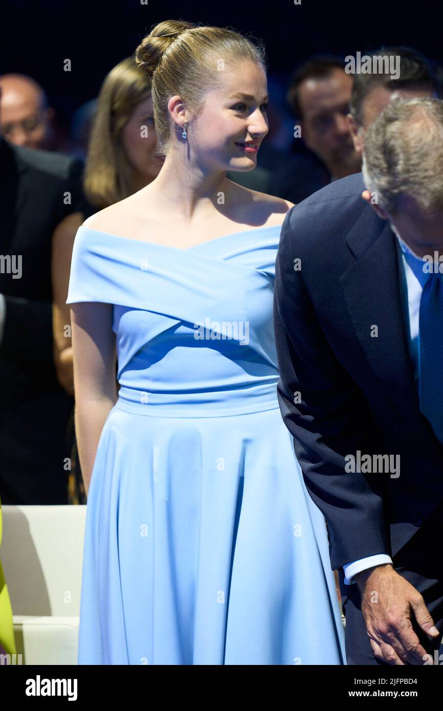 Cornella de Llobregat, Barcelone. Espagne. 20220704, la princesse de la Couronne Leonor assiste à la cérémonie de remise des prix de la princesse de Gérone au Musée de l'eau (Fondation Agbar) sur 4 juillet 2022 à Cornella de Llobregat, Barcelone, Espagne Banque D'Images