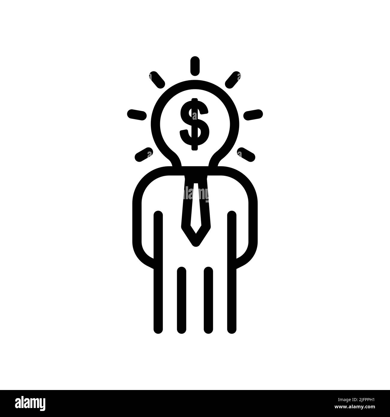 Icône People avec tête d'ampoule et dollar. Adapté aux icônes d'entrepreneur, aux entreprises. Style d'icône de ligne. Conception simple modifiable Illustration de Vecteur