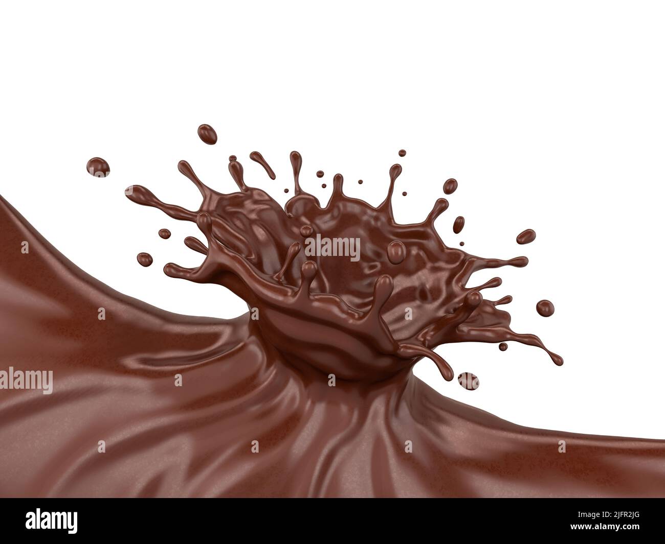 3D illustration d'une éclaboussure de chocolat isolée sur fond blanc, d'un chemin de travail ou d'un chemin d'écrêtage inclus Banque D'Images