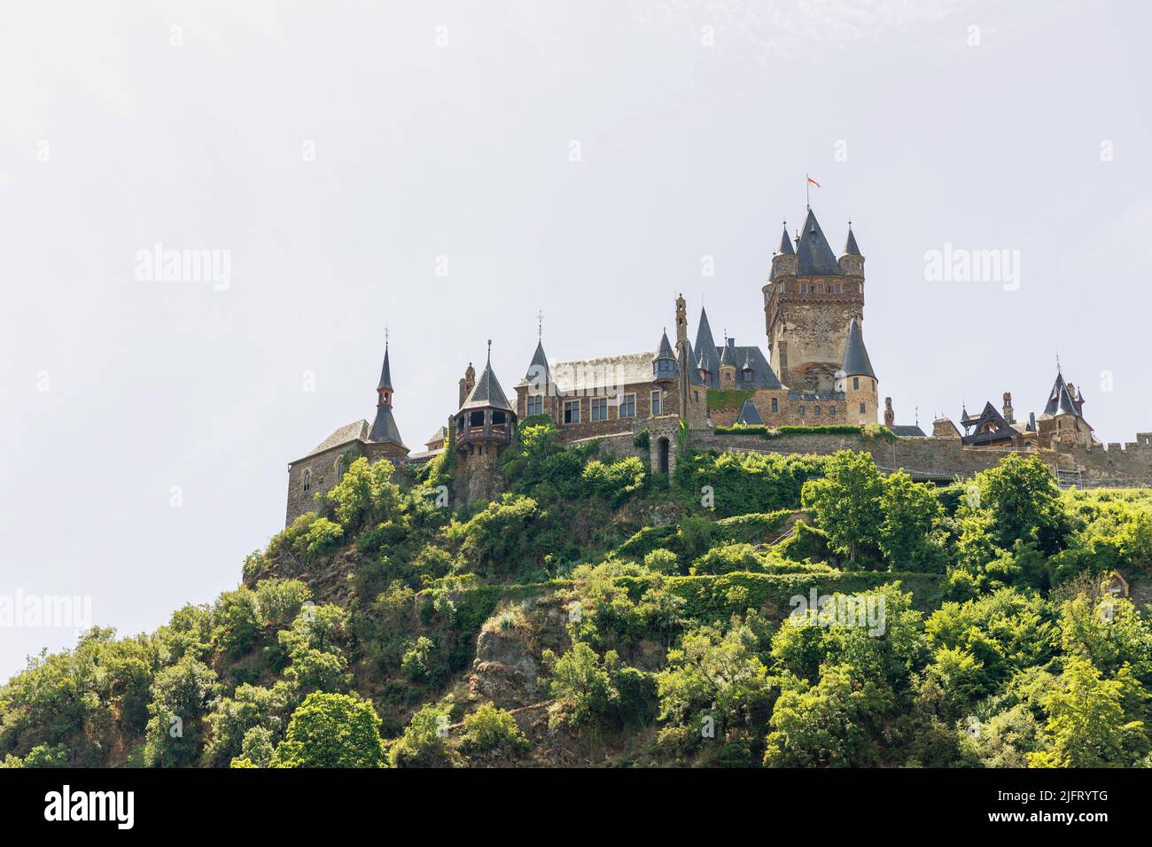 Cochem, une ville allemande sur la rivière Mosel dans le district de Cochem-Zell, Rhénanie-Palatinat, Allemagne. La ville a un château et des bâtiments à colombages. Banque D'Images