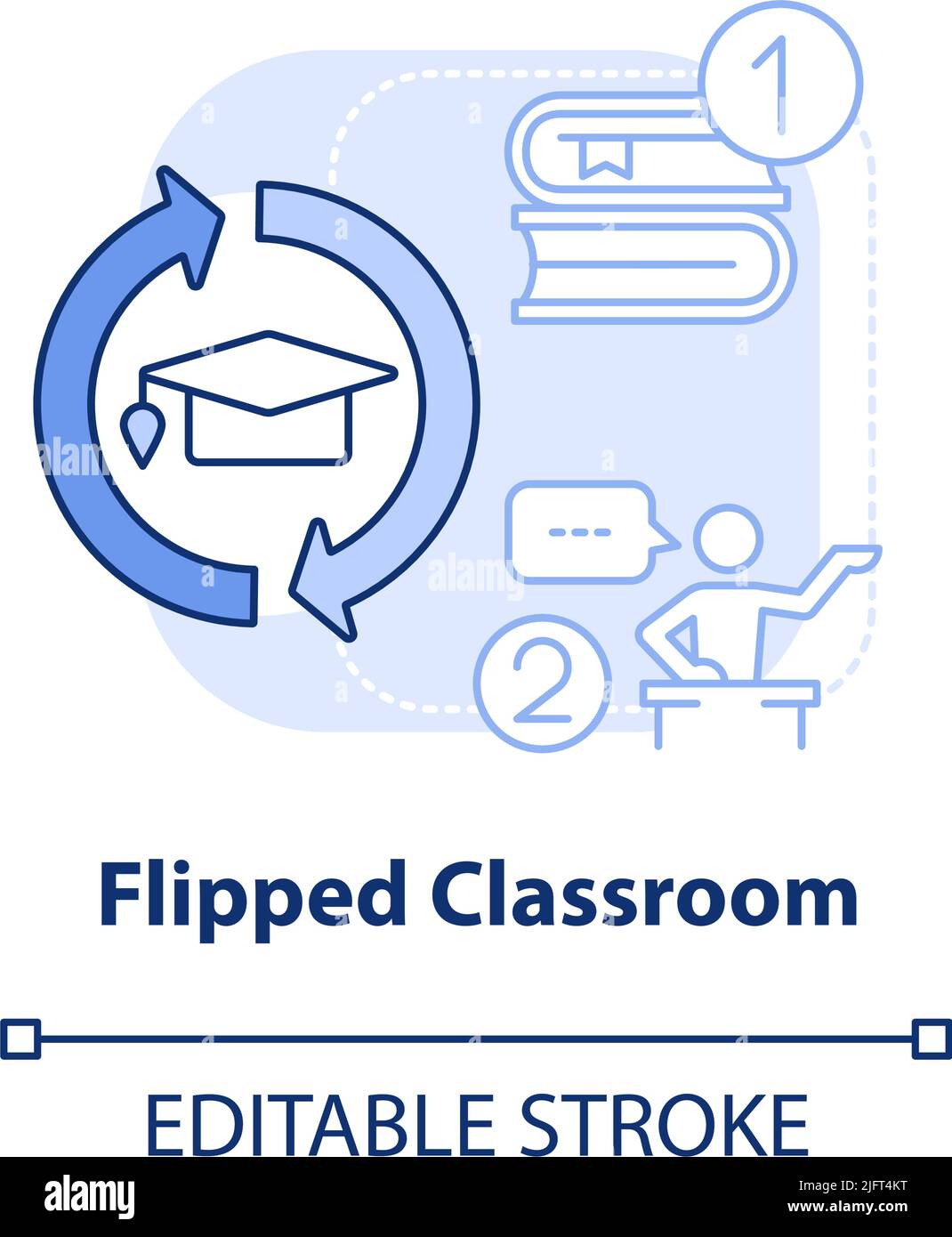 Icône de concept bleu clair de la salle de classe inversée Illustration de Vecteur