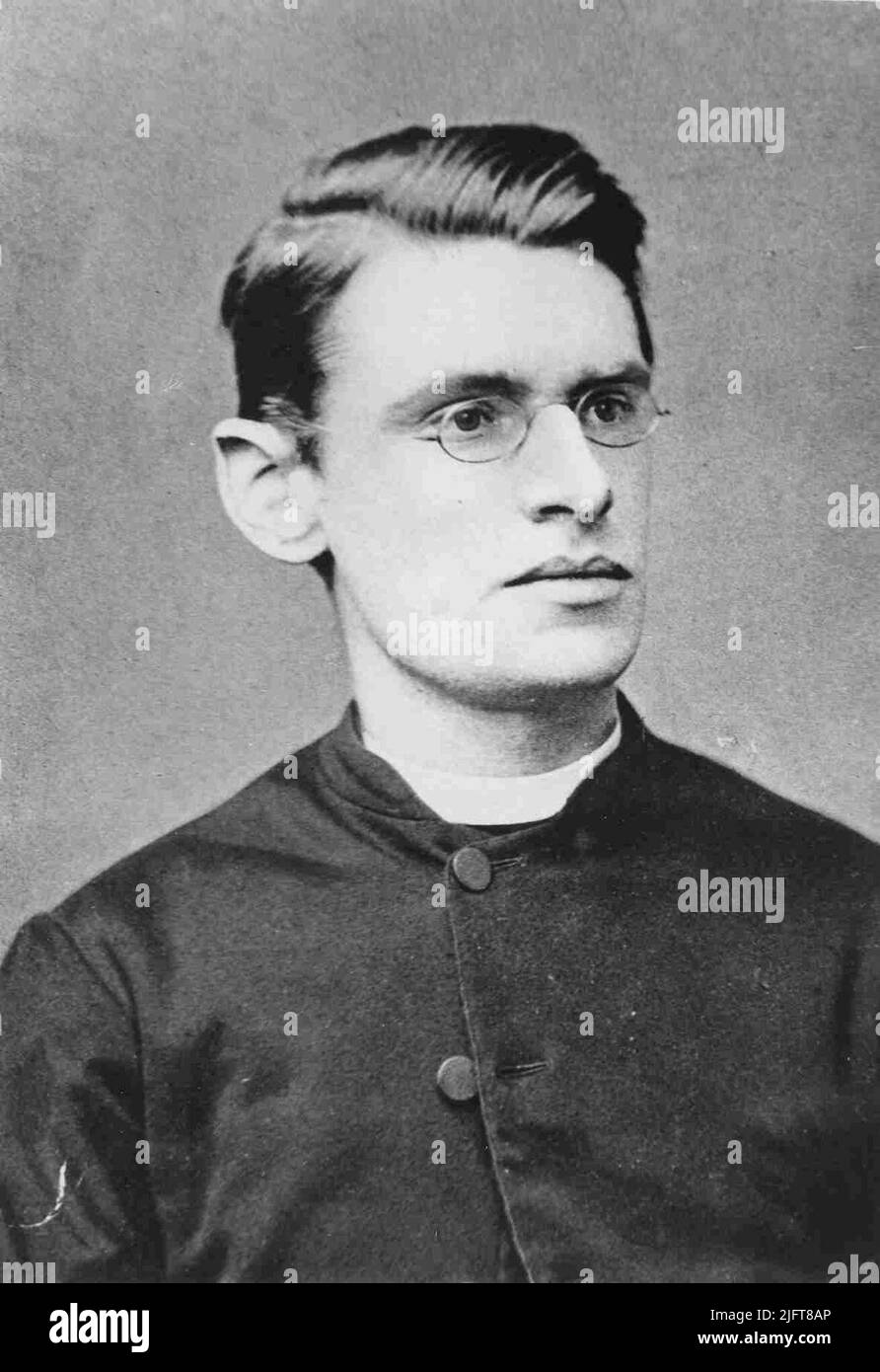 Père Daens (1839-1907), prêtre belge RK, fondateur du Parti populaire chrétien belge. Visite de Nimègue en 1899. Banque D'Images